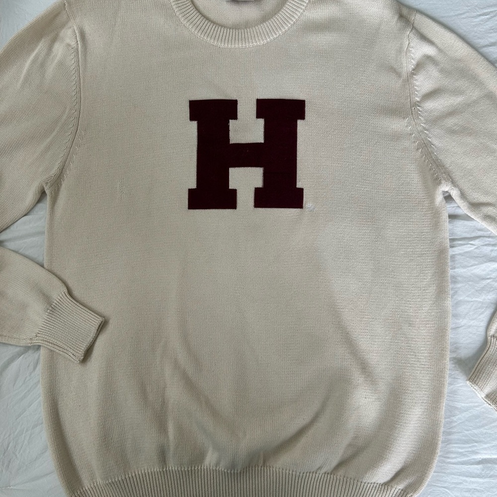 Harvard knit sweater cream/maroon size XL